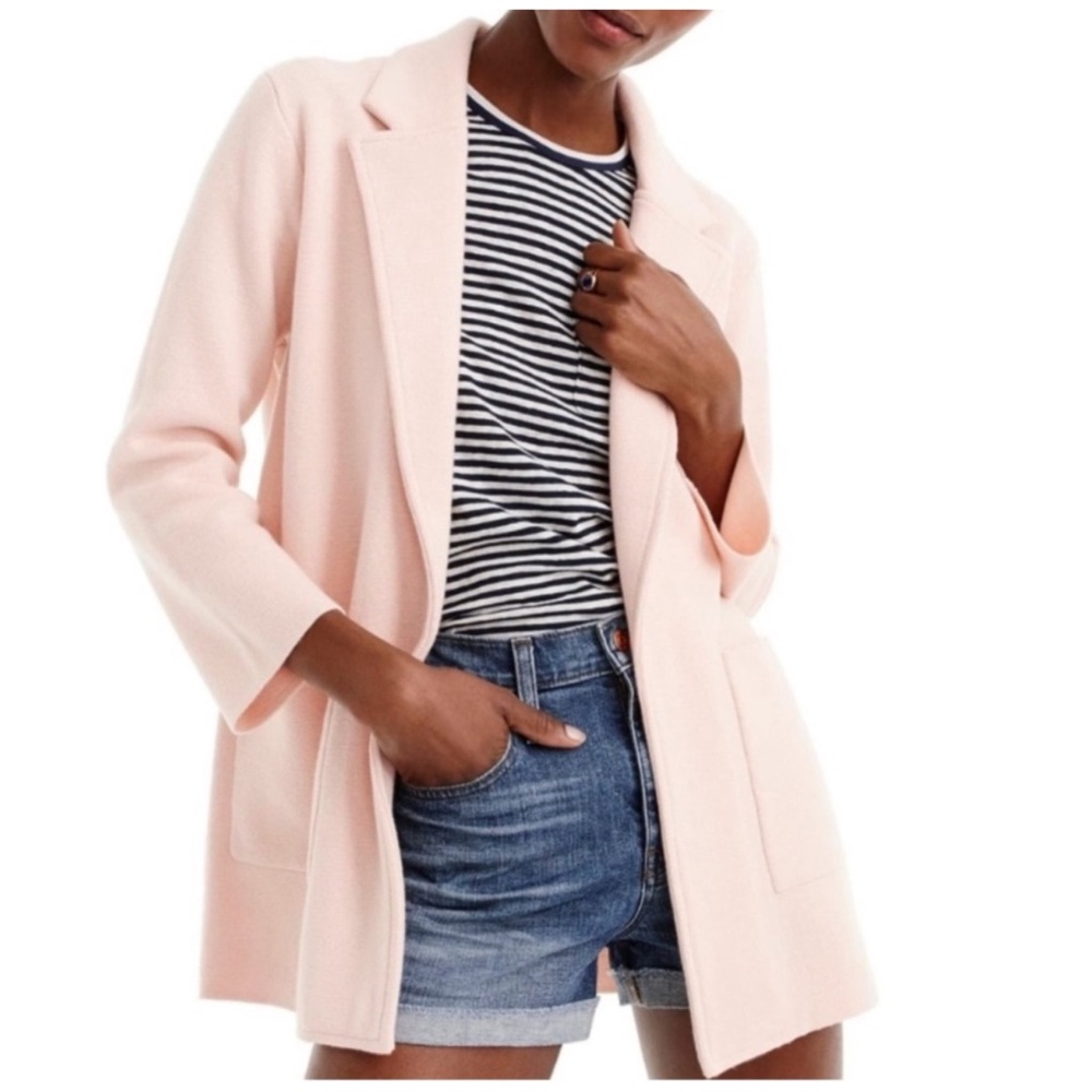 J. Crew • Sophie Open-Front Sweater Blazer in Soft Blush Pink